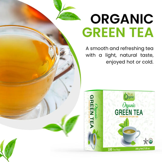 True Organic Premium Ceylon Green Tea, 100 Tea Bags