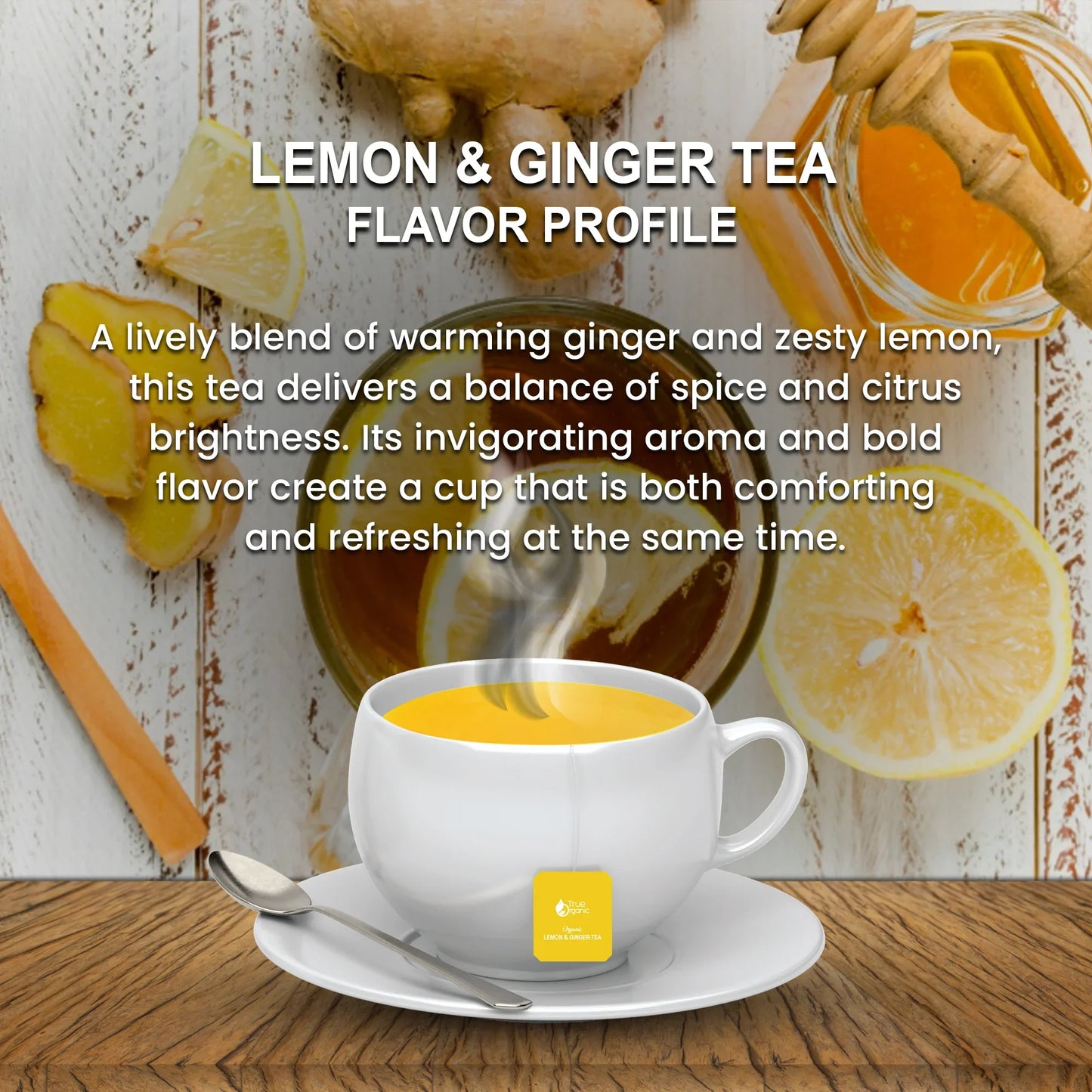 True Organic Lemon & Ginger Tea, 100 Tea Bags