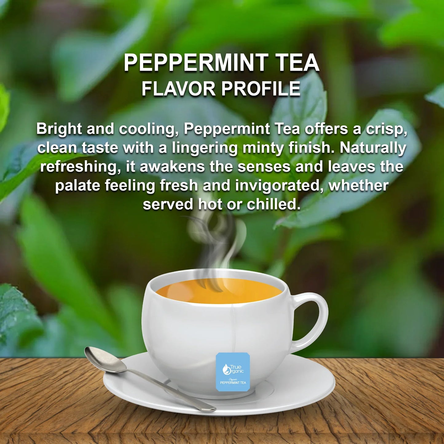 True Organic Peppermint Tea, Premium Ceylon Tea, 100 Tea Bags