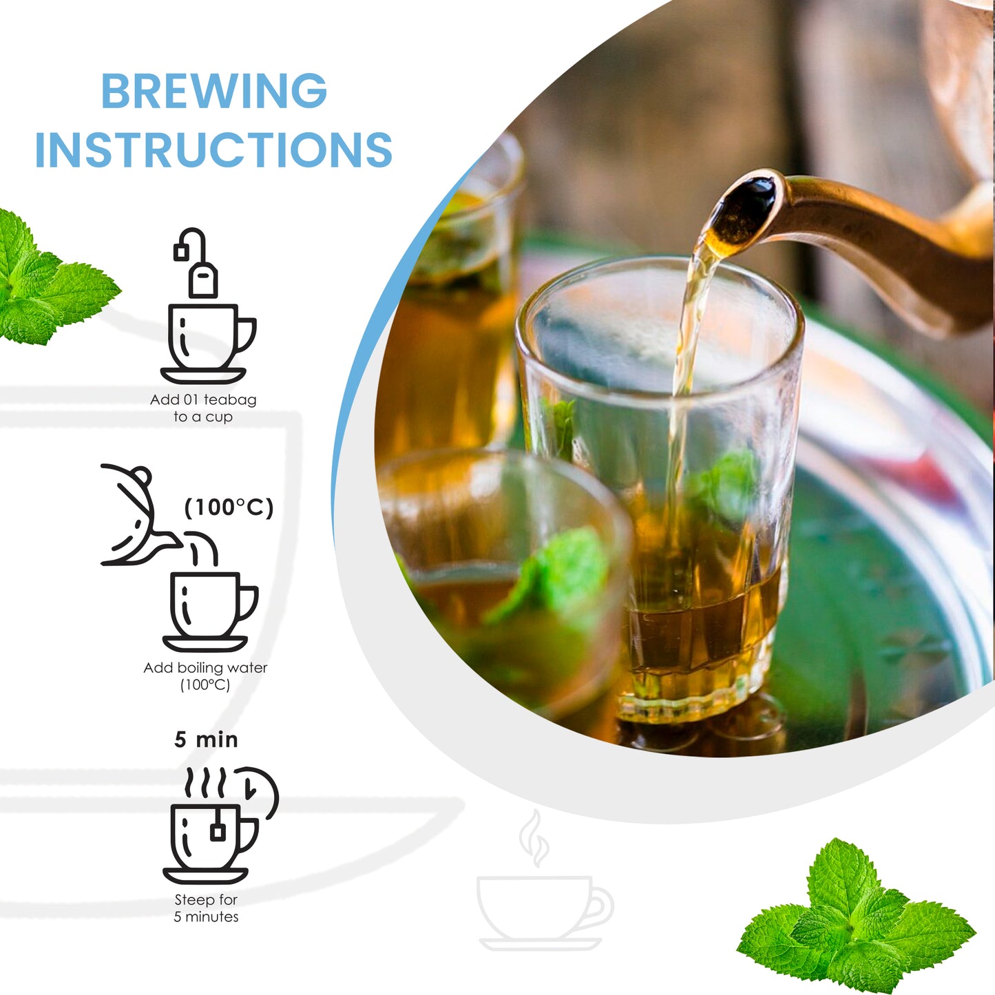 True Organic Peppermint Tea, Premium Ceylon Tea, 100 Tea Bags