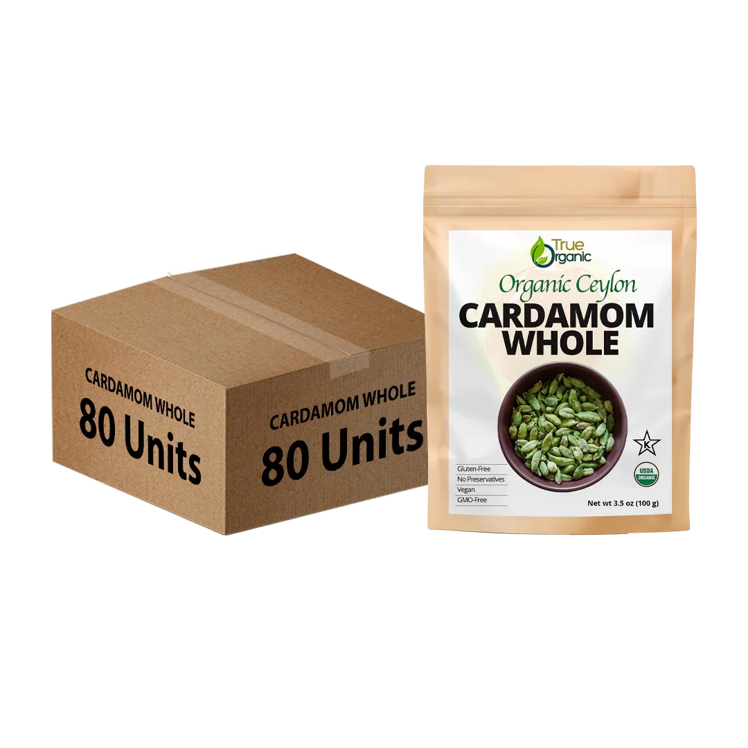 True Organic Cardamom Whole 3.5 oz Bulk Pack (80 Units)