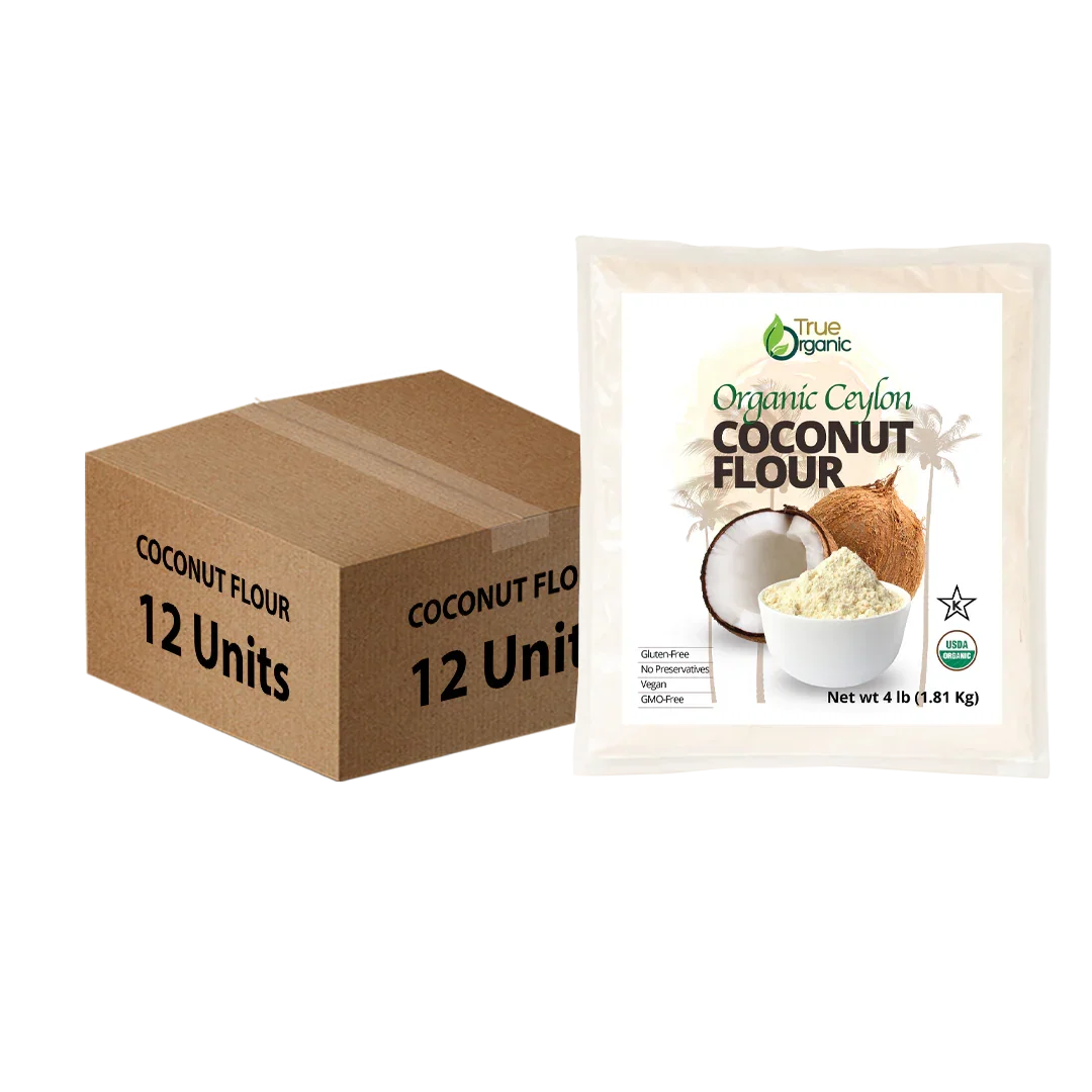 True Organic Ceylon Coconut Flour, 4 Pound Bulk Pack, ( 12 Units )