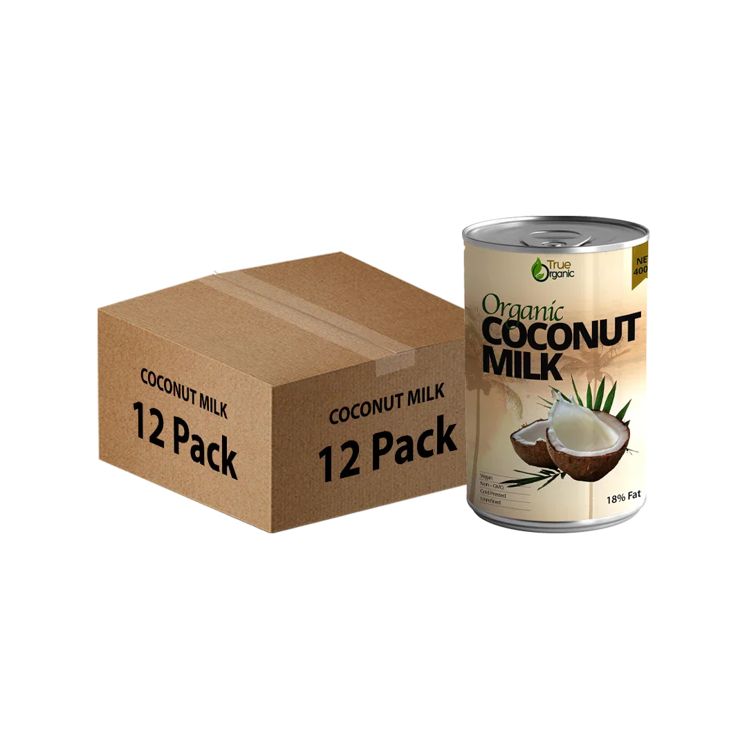 True Organic Unsweetened Coconut Milk Can 13.5 fl oz, ( 12 Units )