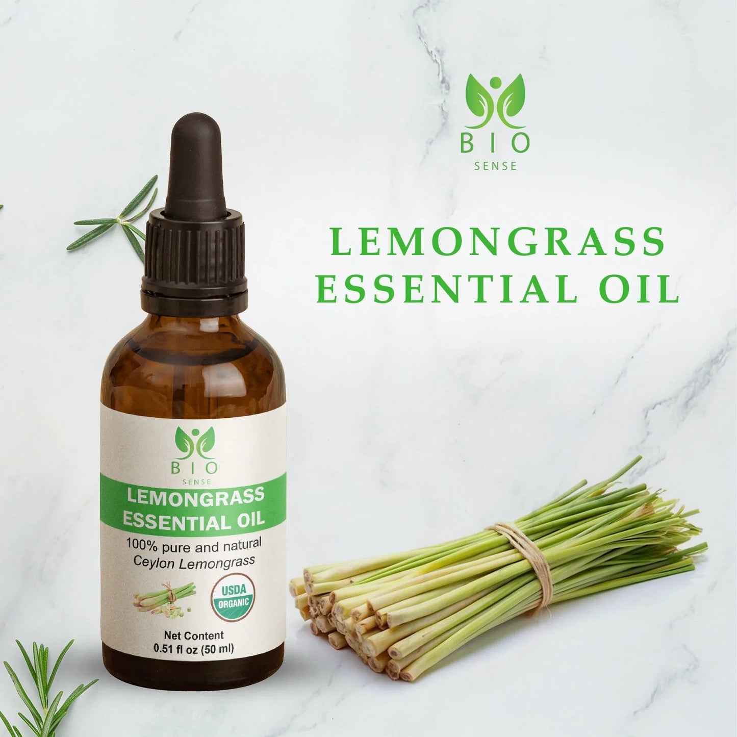 Bio Sense Lemongrass Essential Oil 0.51 FL Oz (15 ml)