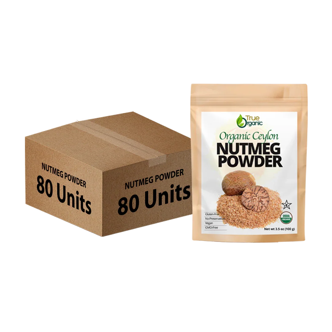 True Organic Ceylon Nutmeg Powder (Ground) 3.5 Oz Bulk Pack (80 Units)