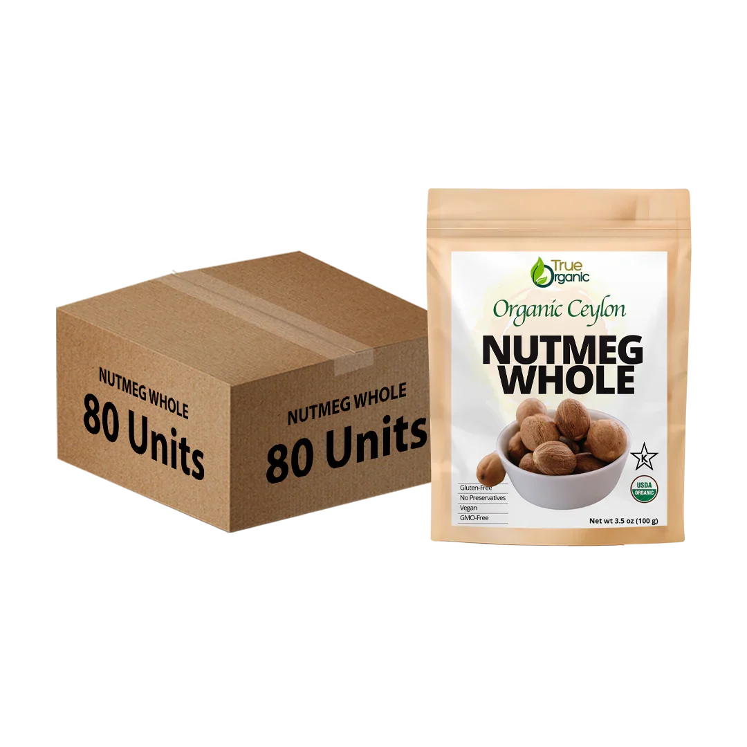 True Organic Ceylon Nutmeg Whole 3.5 Oz Bulk Pack (80 Units)