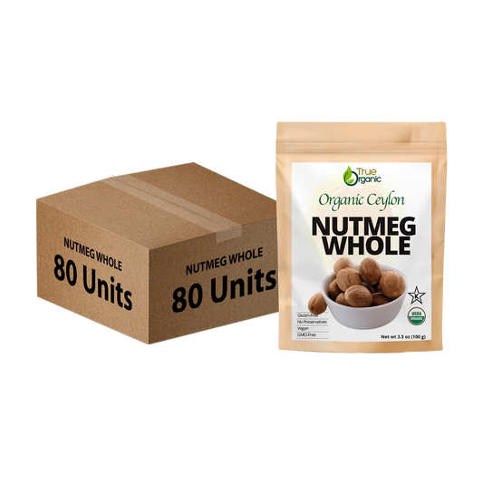 True Organic Ceylon Nutmeg Whole 3.5 Oz Bulk Pack (80 Units) - True Organics