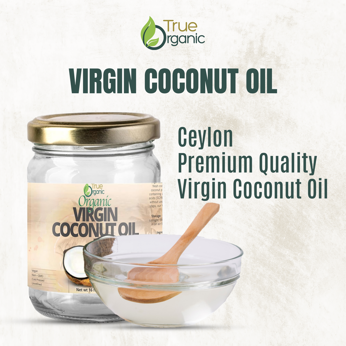 True Organic Ceylon Virgin Coconut Oil, 16 fl oz