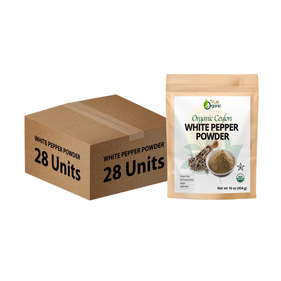 True Organic Ceylon White Peppercorns Whole 16 Oz Bulk Pack (28 Units)
