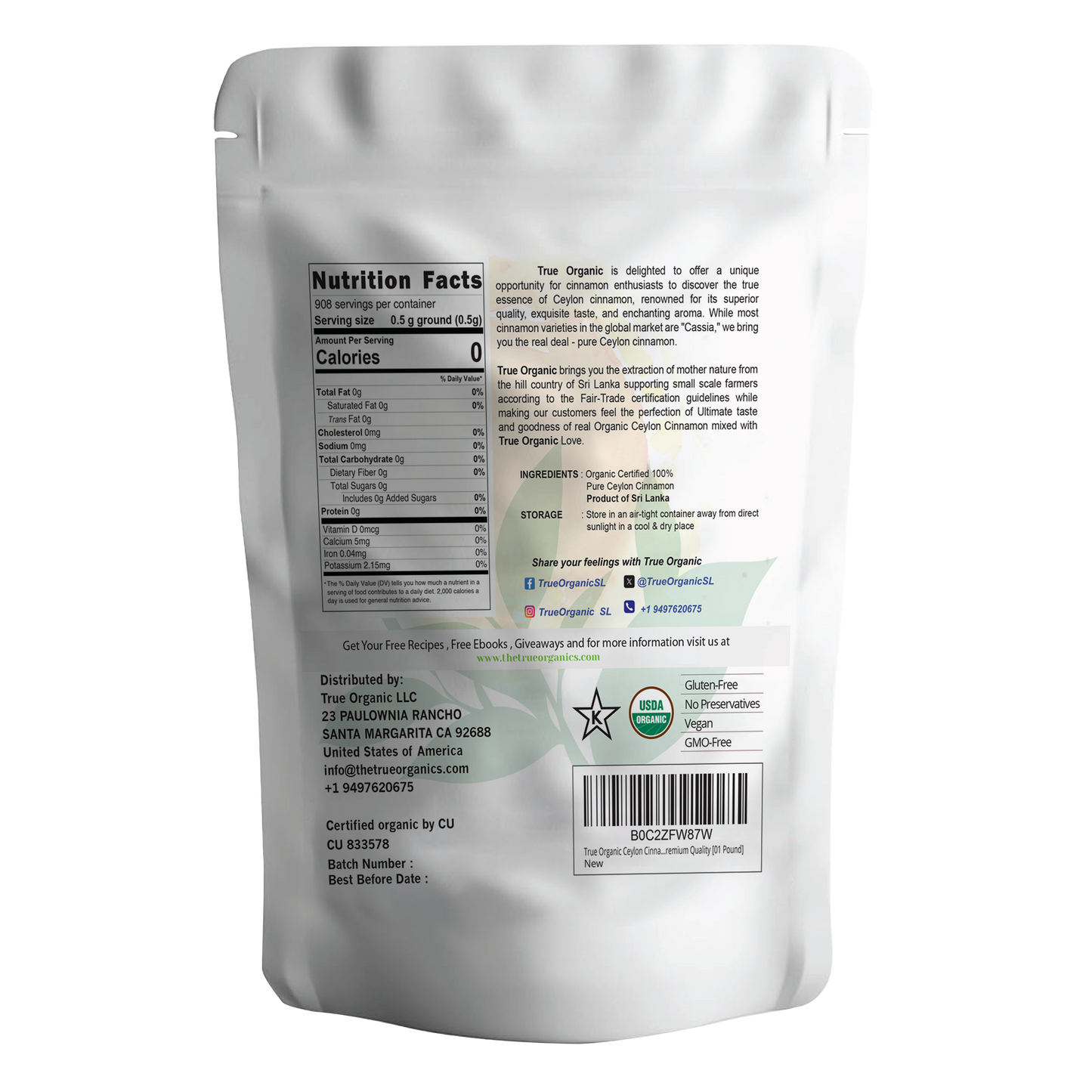 True Organic Cinnamon Sticks 08 Oz