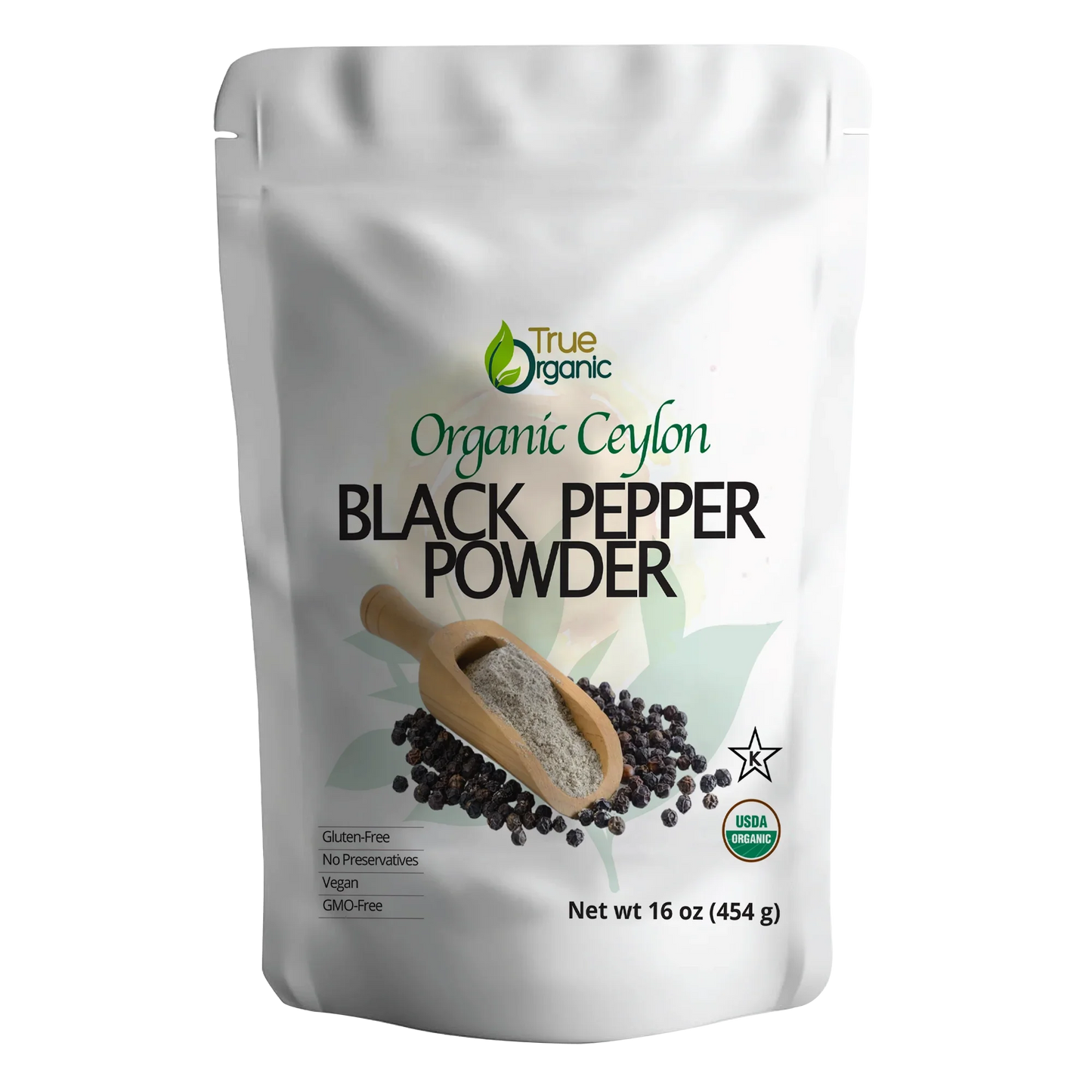 True Organic Black Peppercorns Powder 16 Oz