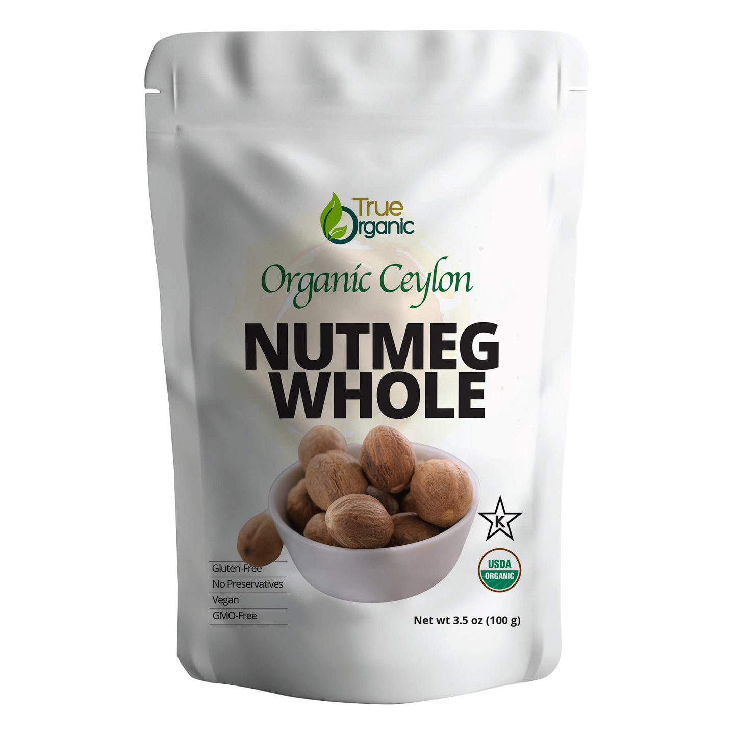 True Organic Nutmeg Whole 3.5 Oz