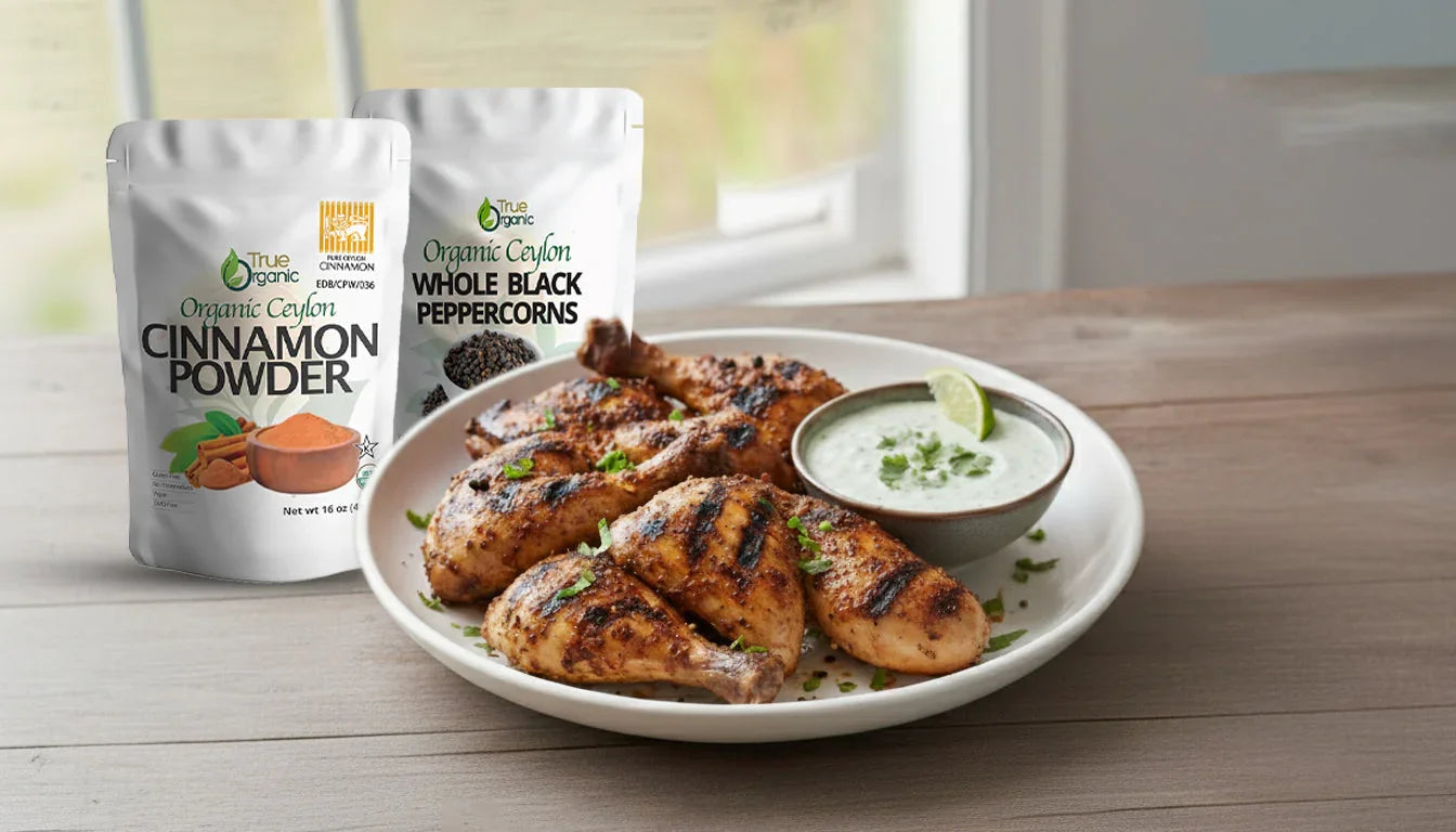 Grilled Ceylon-Spiced Chicken with Coconut-Lime Dipping Sauce