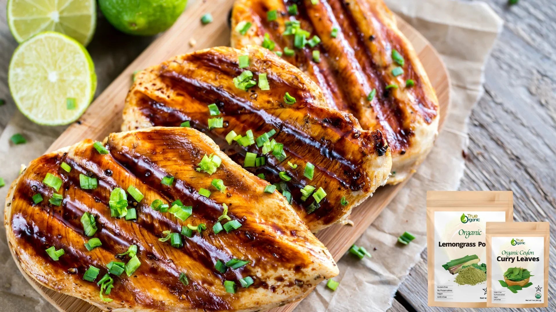 Lemongrass & Curry Leaf Grilled Chicken (with Coconut-Lime Dipping Sauce) - True Organics