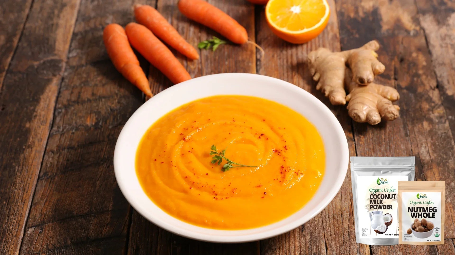 Golden Nutmeg Spiced Carrot Soup - True Organics