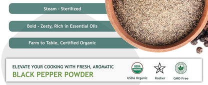 True Organic Black Peppercorns Powder 16 Oz