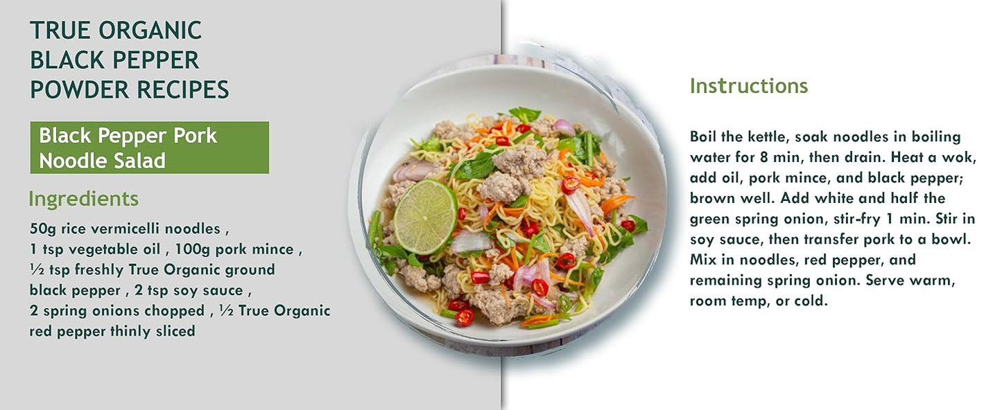 True Organic Black Peppercorns Powder 16 Oz