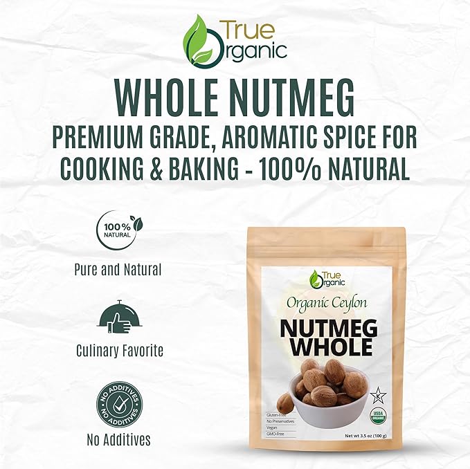 True Organic Nutmeg Whole 3.5 Oz