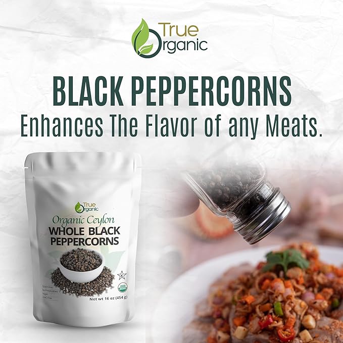 True Organic Black Peppercorns Whole 16 Oz