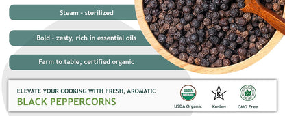 True Organic Black Peppercorns Whole 16 Oz