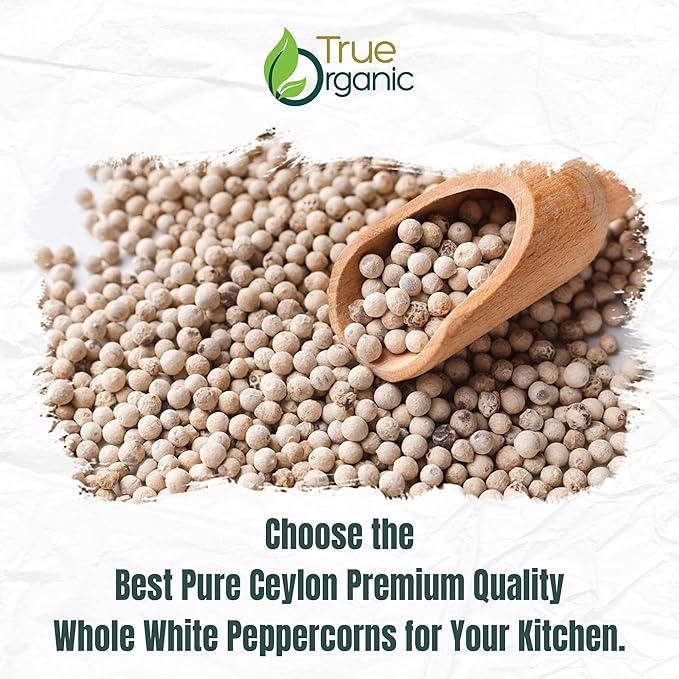 True Organic Ceylon White Peppercorns Whole 16 Oz