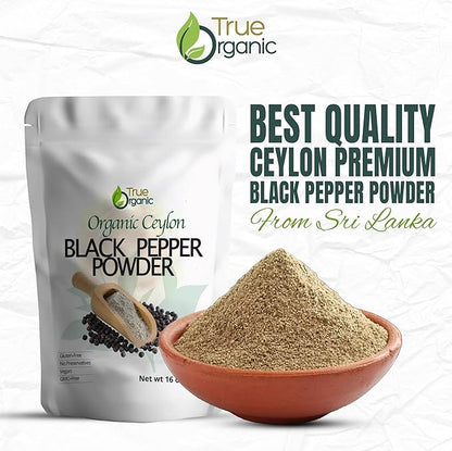 True Organic Black Peppercorns Powder 16 Oz