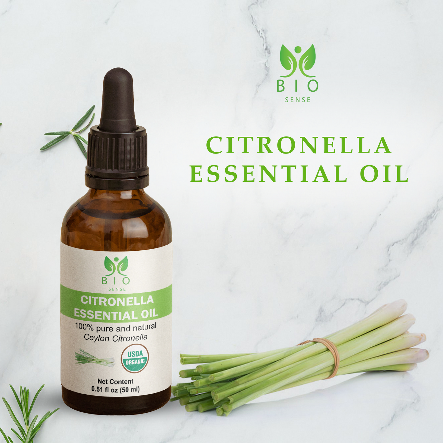True Organic Citronella Essential Oil 0.51 FL Oz (15 ml)
