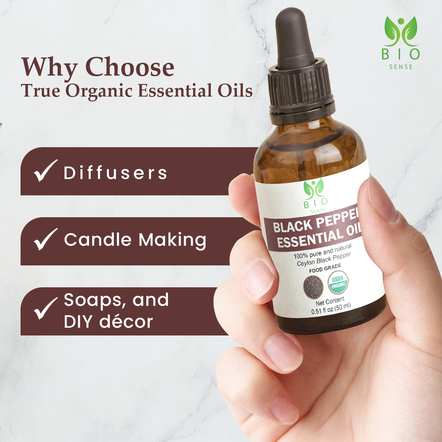 True Organic Black Pepper Essential Oil 15 mL (0.5 Fl Oz)