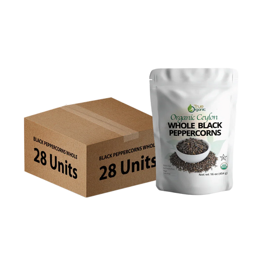 True Organic Ceylon Black Peppercorns Whole 16 Oz Bulk Pack (28 Units)