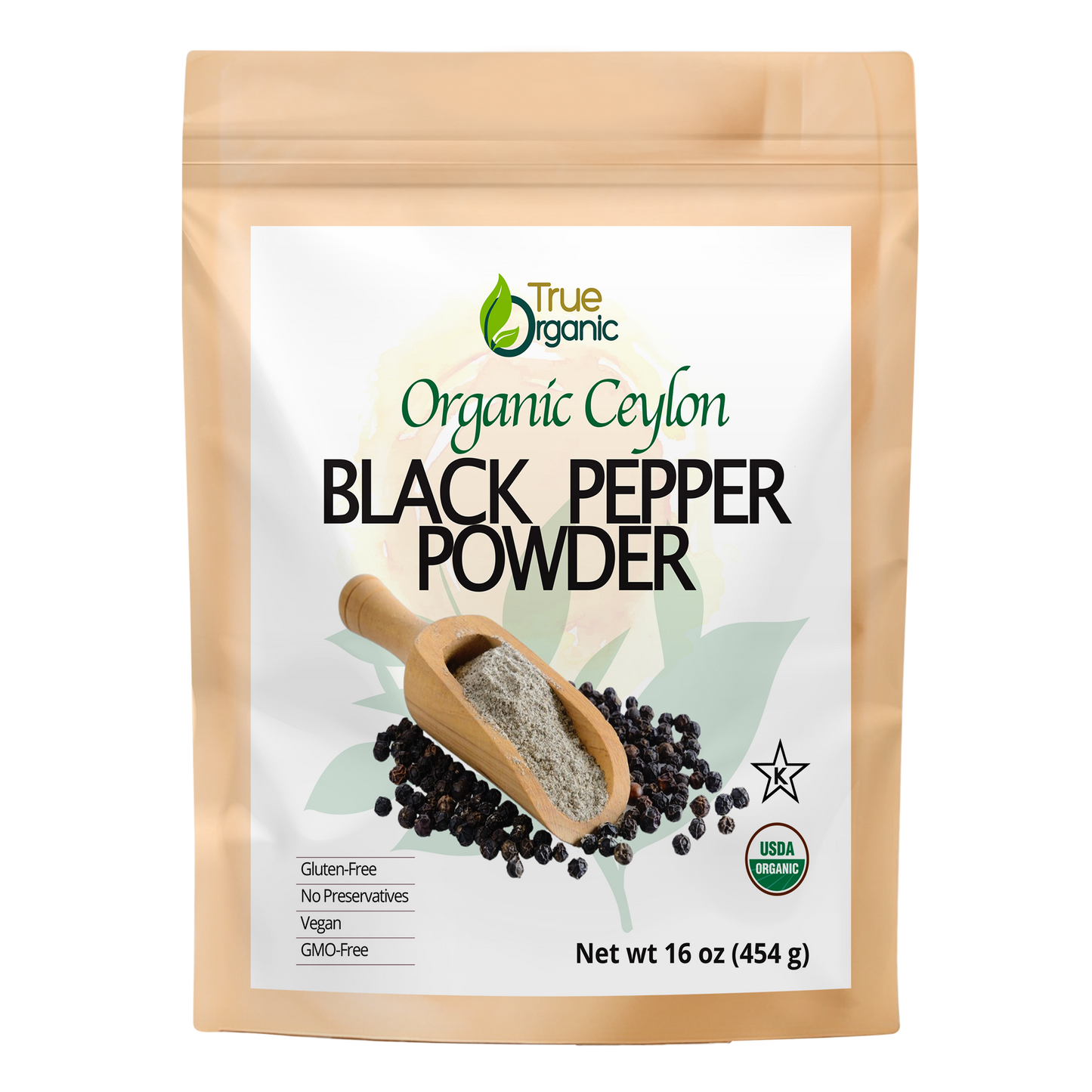 True Organic Black Peppercorns Powder 16 Oz