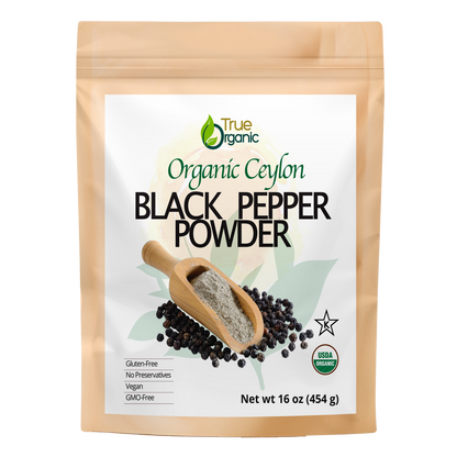 True Organic Black Peppercorns Powder 16 Oz