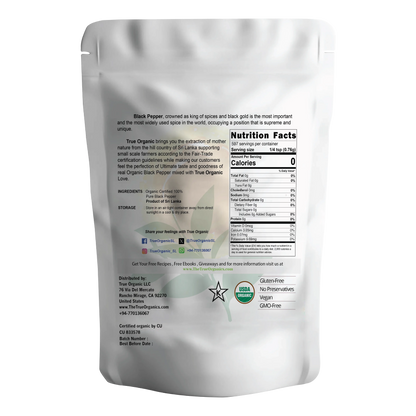 True Organic Black Peppercorns Whole 16 Oz