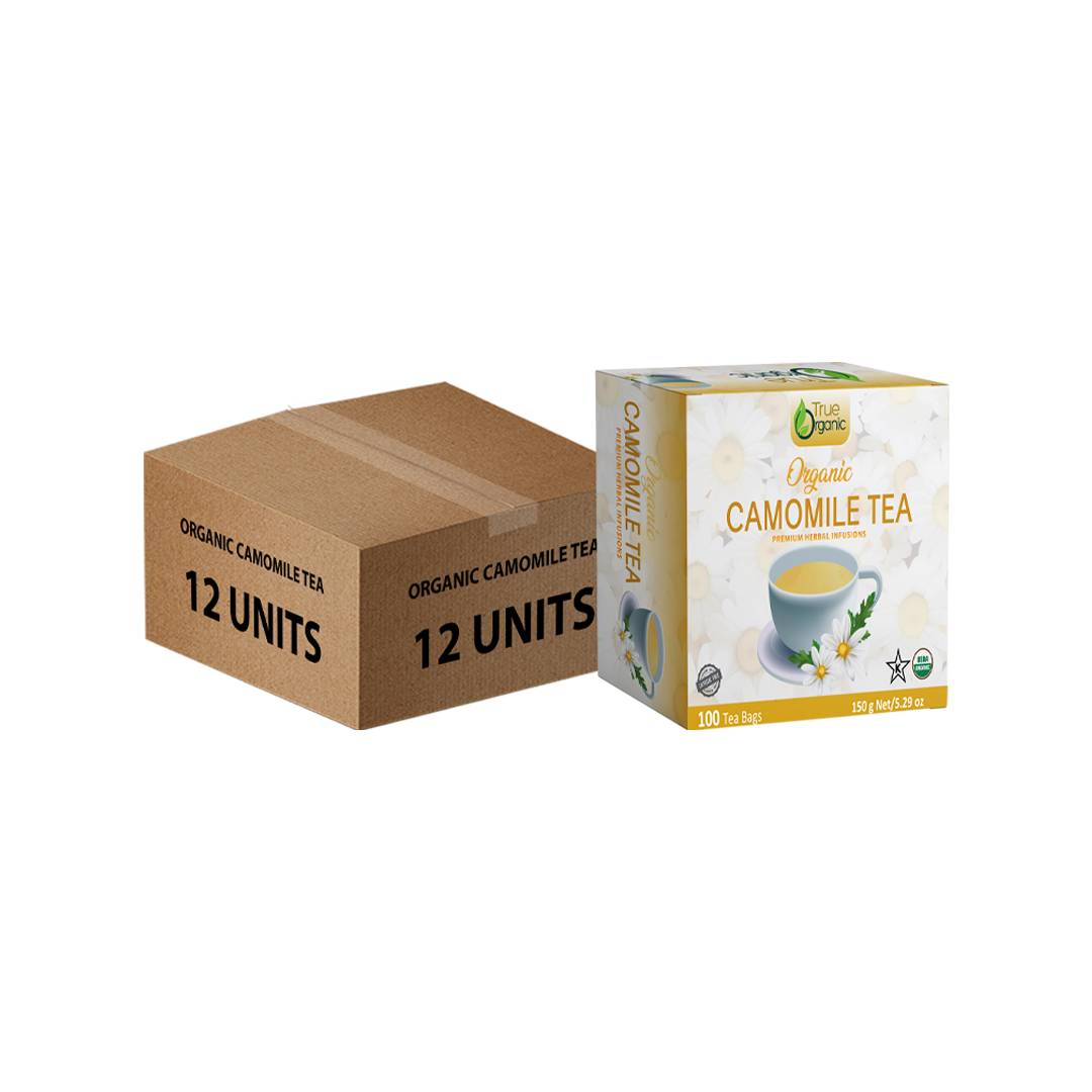 True Organic Chamomile Tea, 100 Tea Bags Bulk Pack(12 Units)
