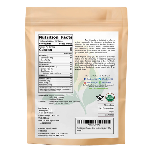 True Organic Cinnamon Powder 3.5 Oz