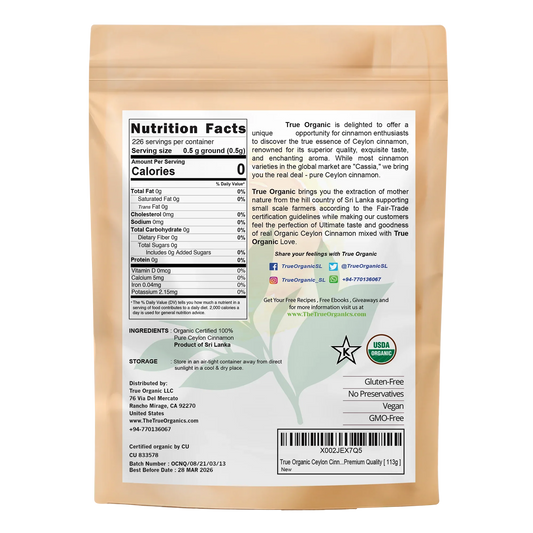 True Organic Cinnamon Sticks 04 Oz