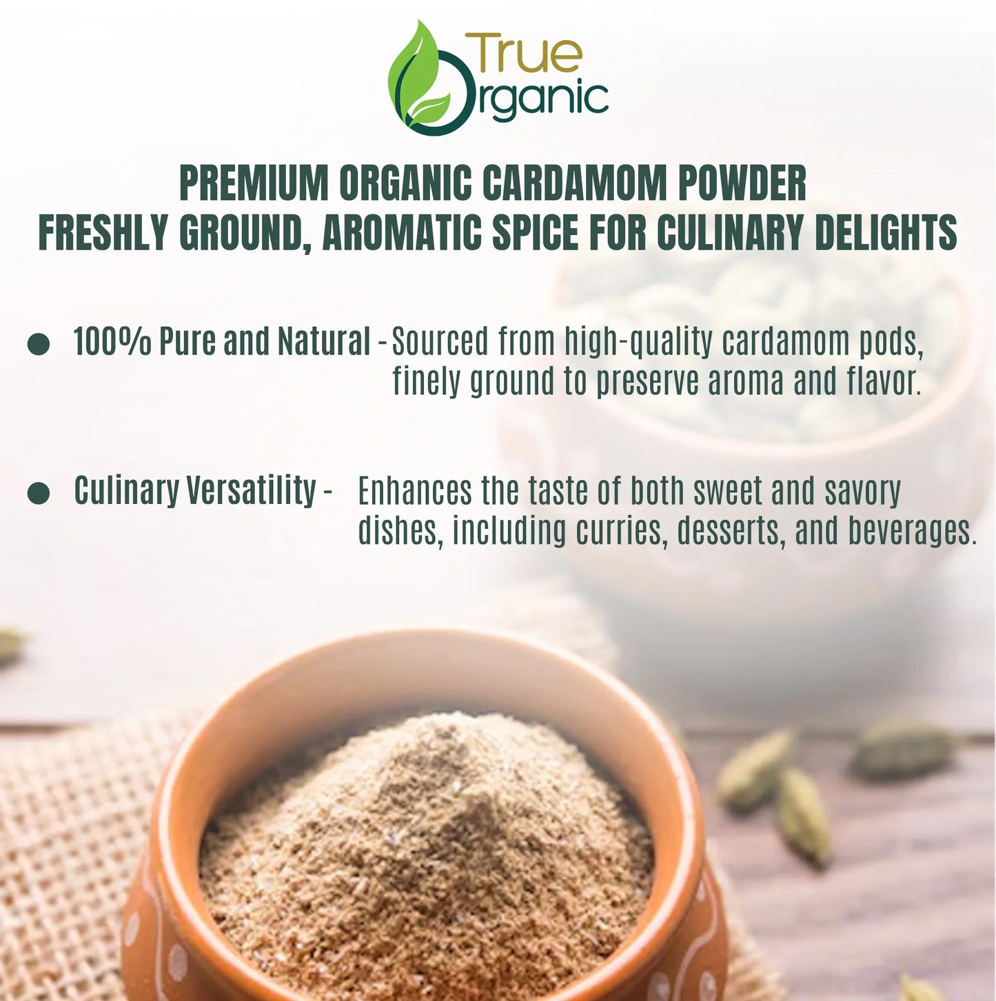 True Organic Cardamom Powder 3.5 Oz