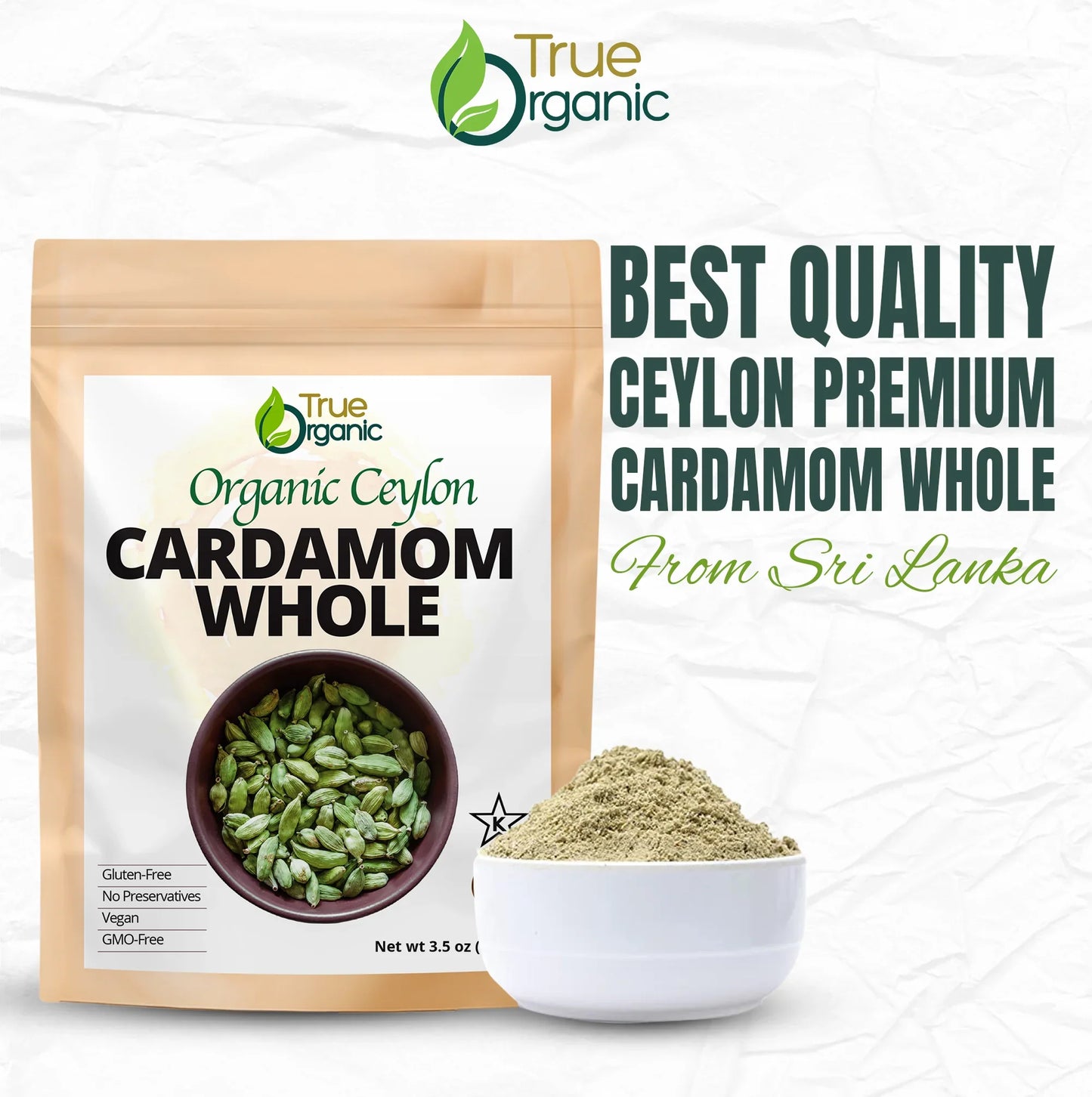 True Organic Cardamom Whole 3.5 oz