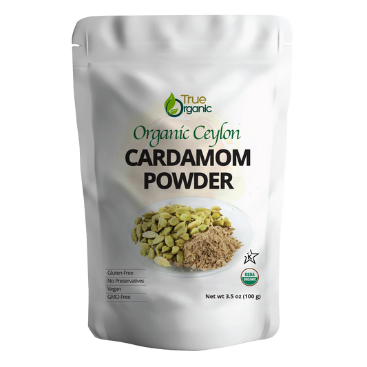 True Organic Cardamom Powder 3.5 Oz - Certified Organic, USDA & Kosher Certified, Pure Ceylon Premium Quality