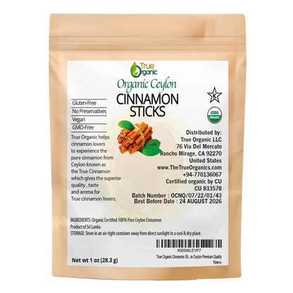 True Organic Ceylon Cinnamon Sticks 01 Oz - True Organics