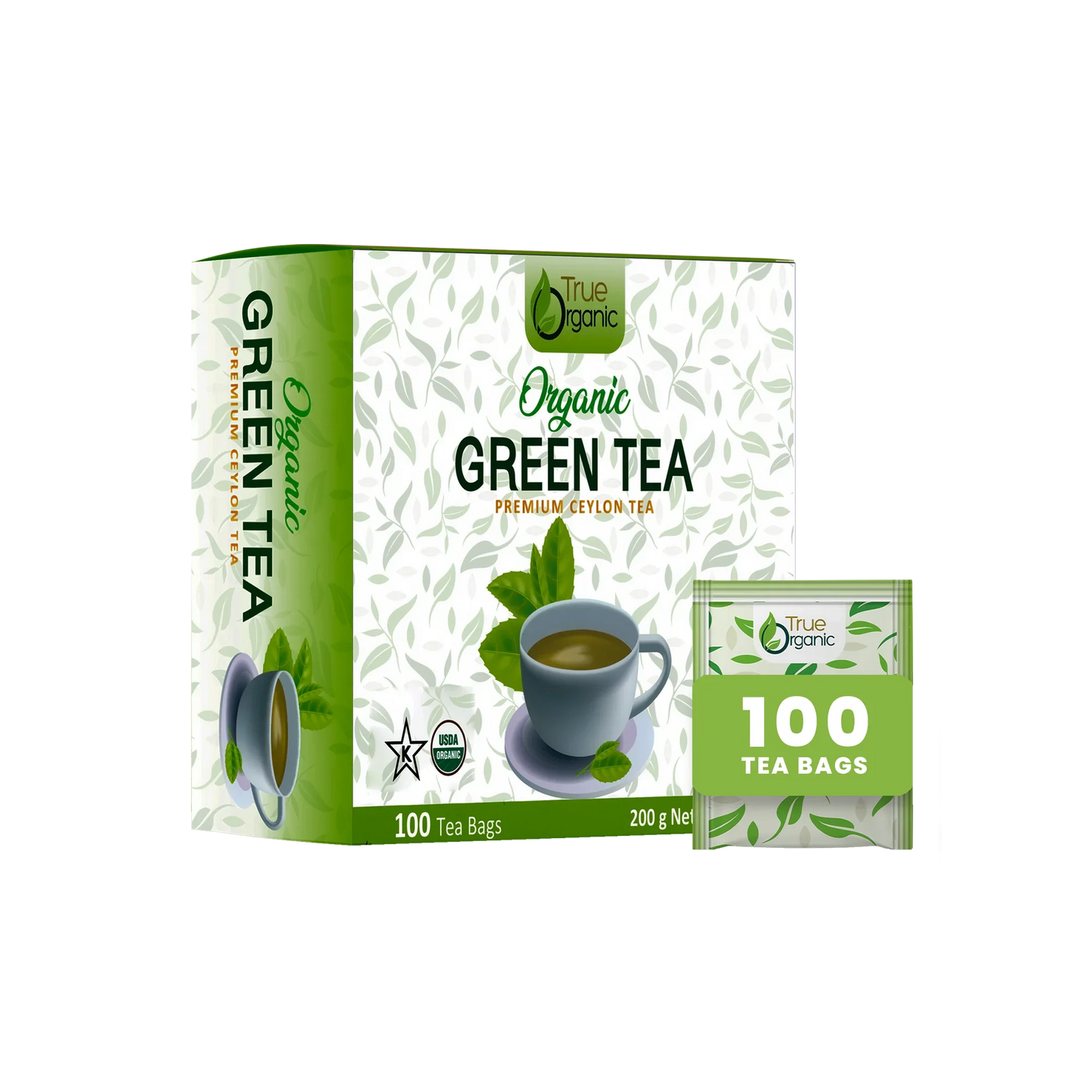 True Organic Premium Ceylon Green Tea, 100 Tea Bags
