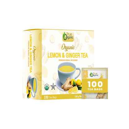 True Organic Lemon & Ginger Tea, 100 Tea Bags
