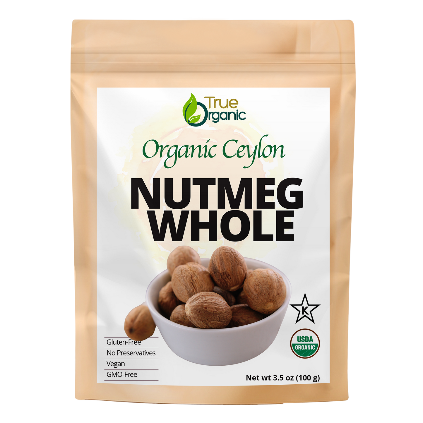 True Organic Nutmeg Whole 3.5 Oz