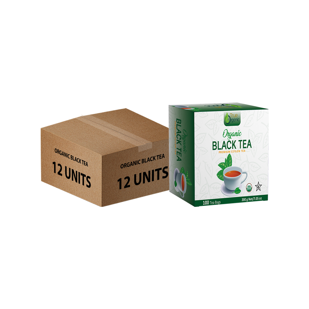 True Organic Premium Ceylon Black Tea, 100 Tea Bags Bulk Pack(12 Units)