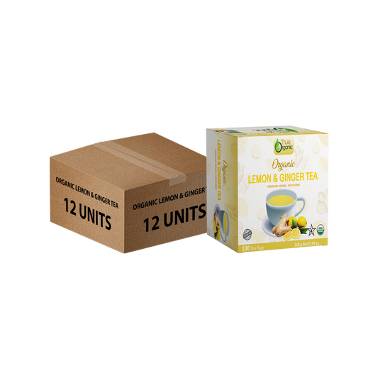 True Organic Lemon & Ginger Tea, 100 Tea Bags Bulk Pack(12 Units)