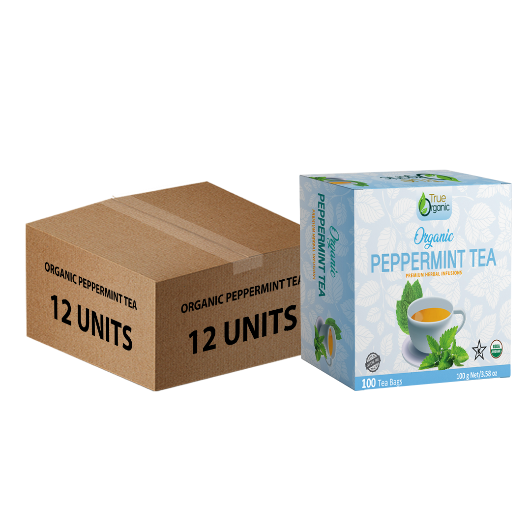 True Organic Peppermint Tea, Premium Ceylon Tea, 100 Tea Bags(12 Units)