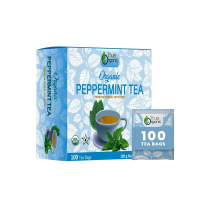 True Organic Peppermint Tea, Premium Ceylon Tea, 100 Tea Bags