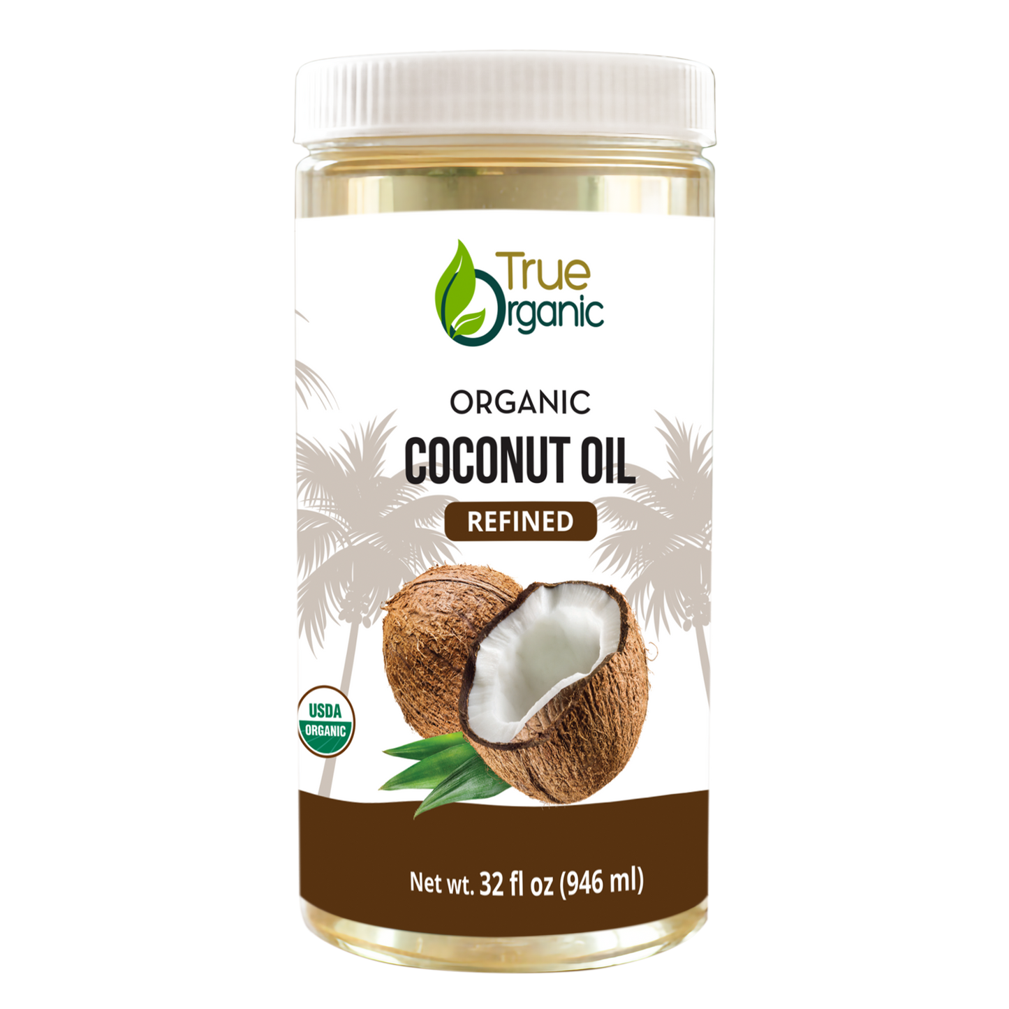 True Organic Refined Coconut Oil, 32 fl oz