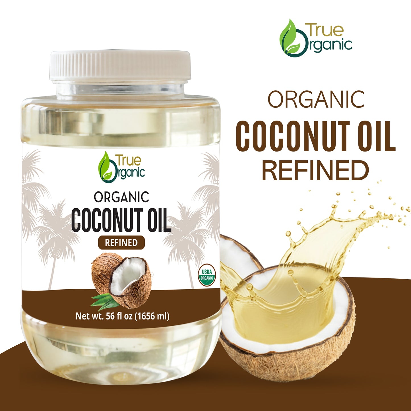 True Organic Refined Coconut Oil 56 fl oz