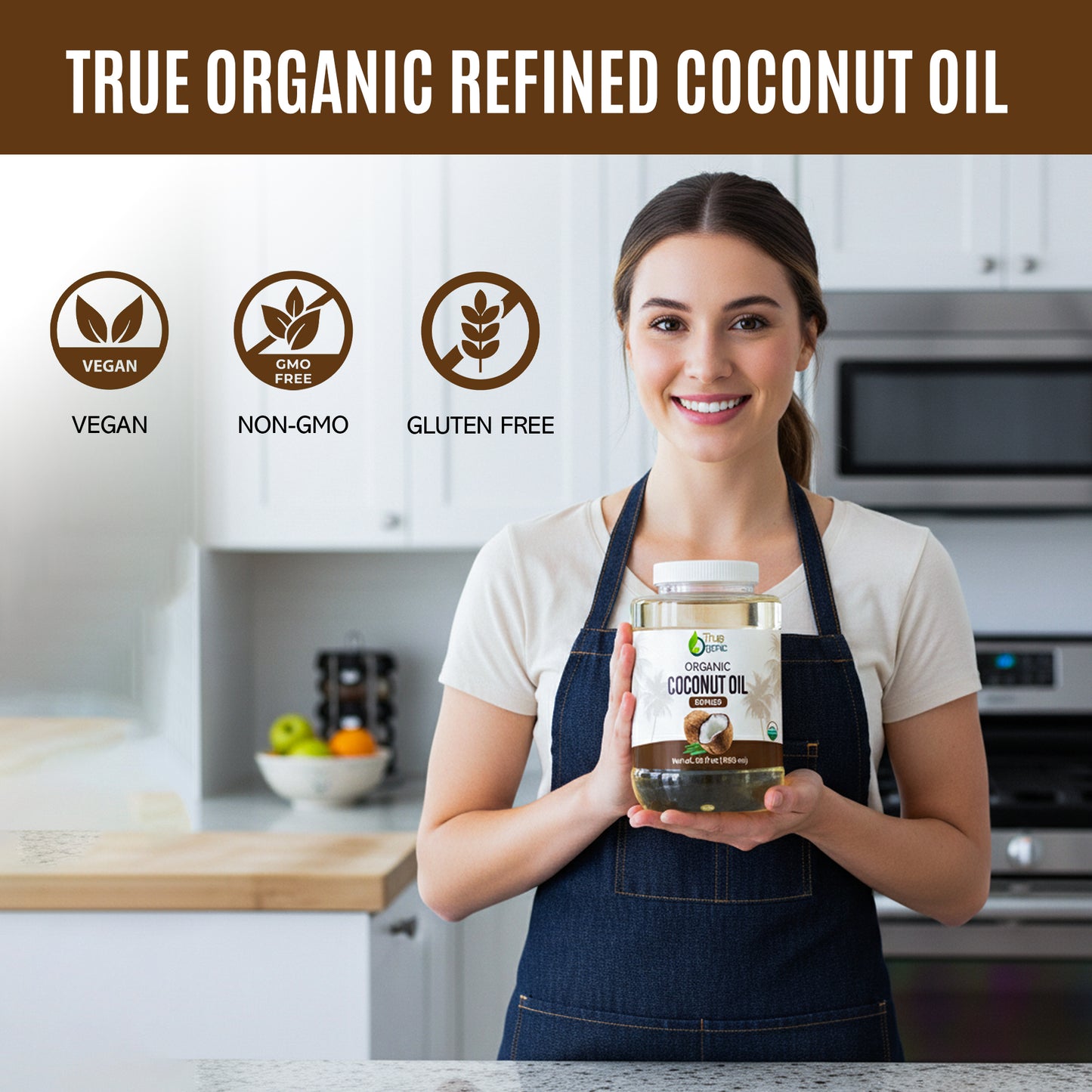 True Organic Refined Coconut Oil 56 fl oz