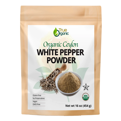 True Organic Ceylon Ground White Peppercorns 16 Oz - True Organics